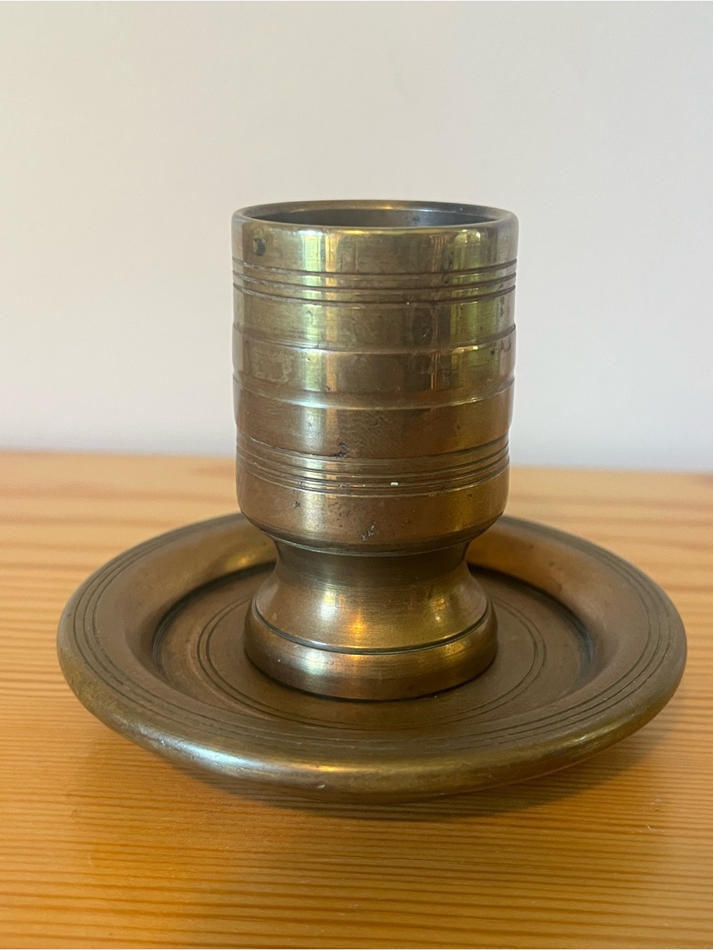 Heavy Vintage Style Brass Candle Holder/Two-Piece Chamberstick & Saucer Base